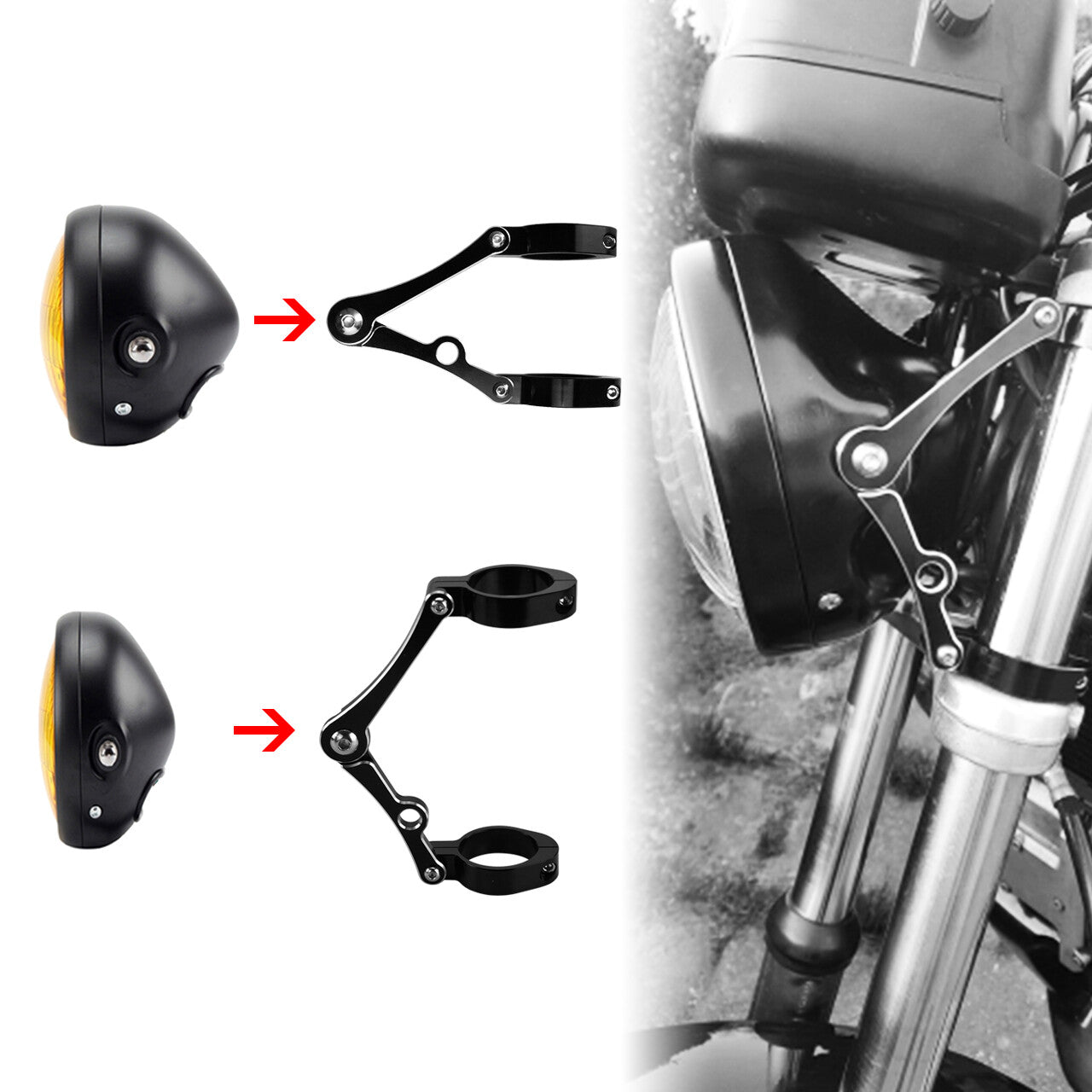 Motorcycle Headlight Mount Brackets Clamp 39mm-41mm Fork Tube Spotlight Holder Q