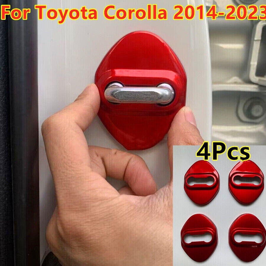 4x Red Accessories Door Lock Protective Cover Trim for Toyota for Corolla 2014-2023