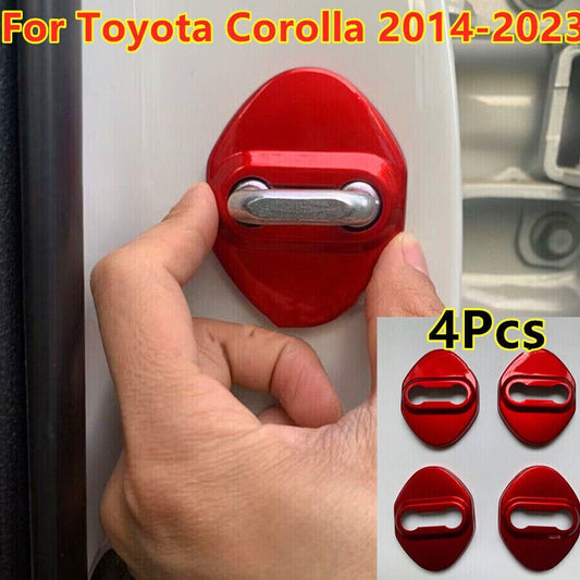 4x Red Accessories Door Lock Protective Cover Trim for Toyota for Corolla 2014-2023