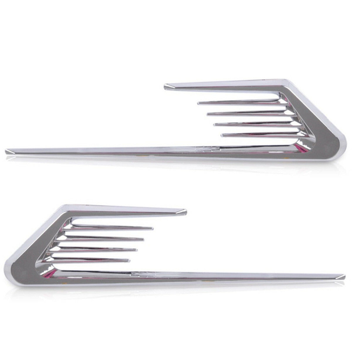 Chrome Car Decor Air Flow Intake Vent Grille Hood Cover Sticker Trim Silver 2Pc