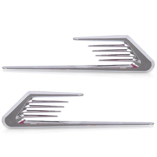 Chrome Car Decor Air Flow Intake Vent Grille Hood Cover Sticker Trim Silver 2Pc