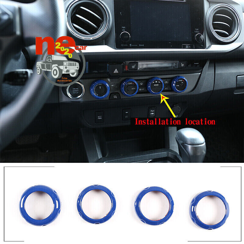 ABS Blue Central Control Air Condition Ring Knob Cover For Tyota Tcoma 2014-2020