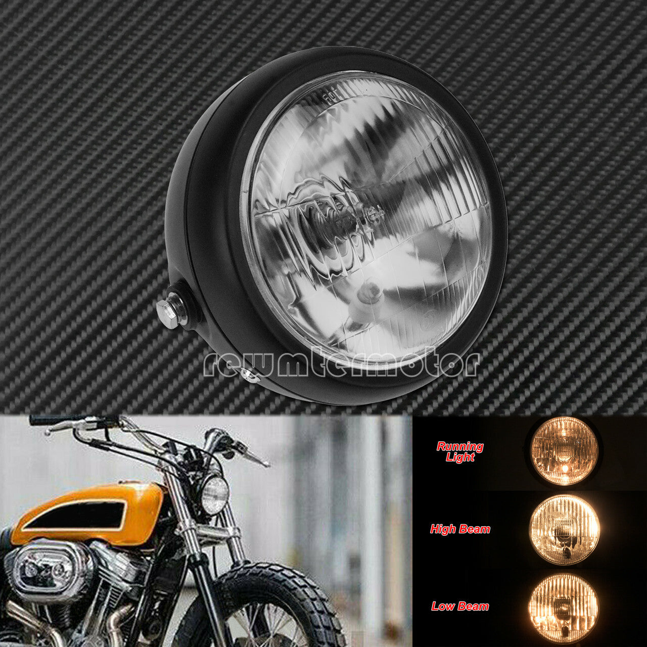 6 Round Motorcycle Headlight Grill Clear Cover Fit for Harley Copper Cafe Racer