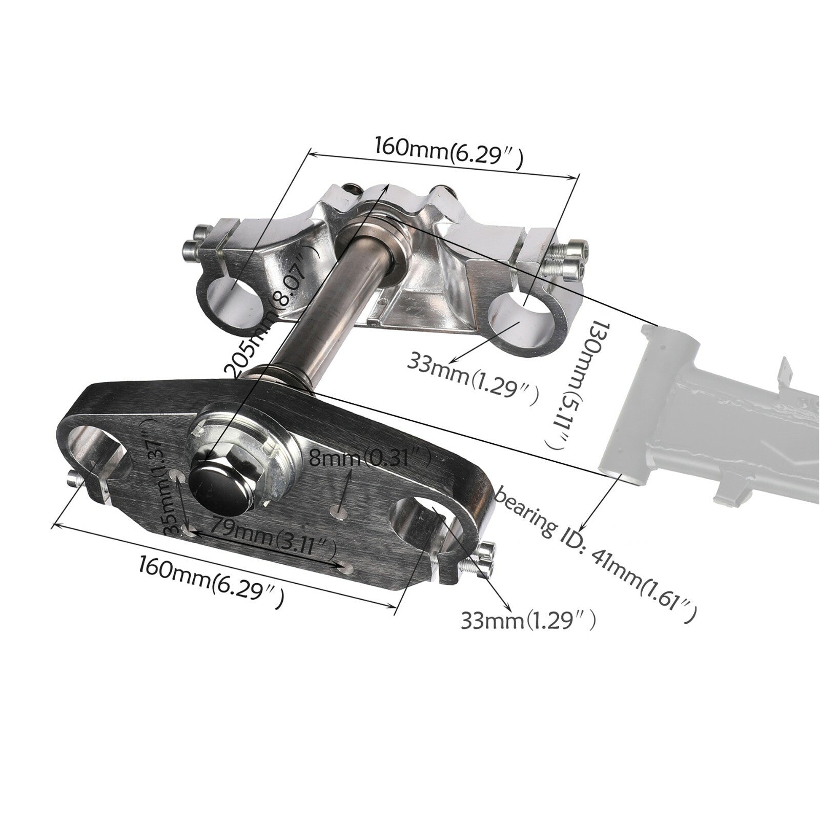 33mm fork, three-tree mounting, clamp, for seat tube, dirt pit bicycle CRF50 70 90 110cc SSR