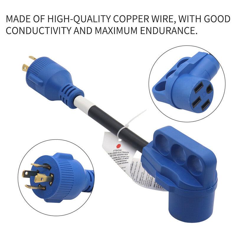 30A to 50A 125/250W RV/Camping Van/Trailer Charging Cable Adapter 10/3 AWG- n