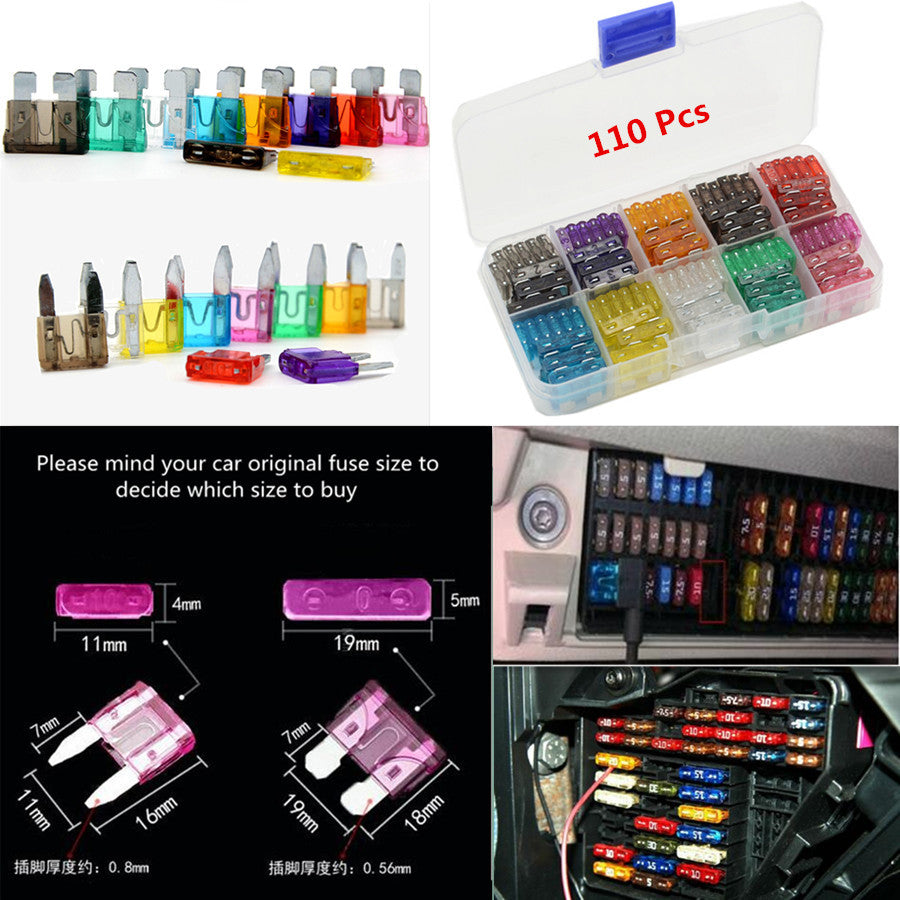 100pcs 2 3 5 7.5 10 15 20 25 30 35Amp Car Low Profile Fuses Box Mould Assorted
