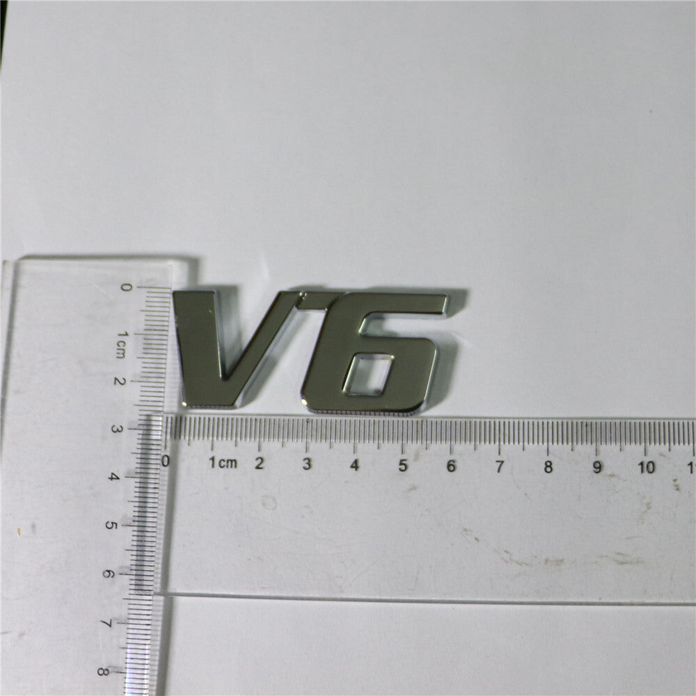 2x Chrome V6 Silver High Metal Badge Emblem Decal Sticker Engine Limited 4WD SUV