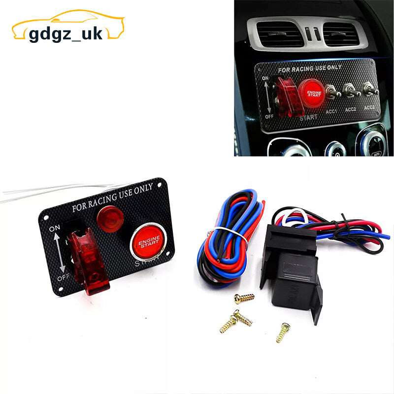 12V DC Ignition Switch Panel 2 in 1 Car Engine Start Push Button Switch Toggle
