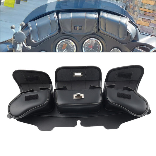 3 Pocket Windshield Bag for Harley Electra Glide FLHTC Street Glide FLHX 96-13 Q