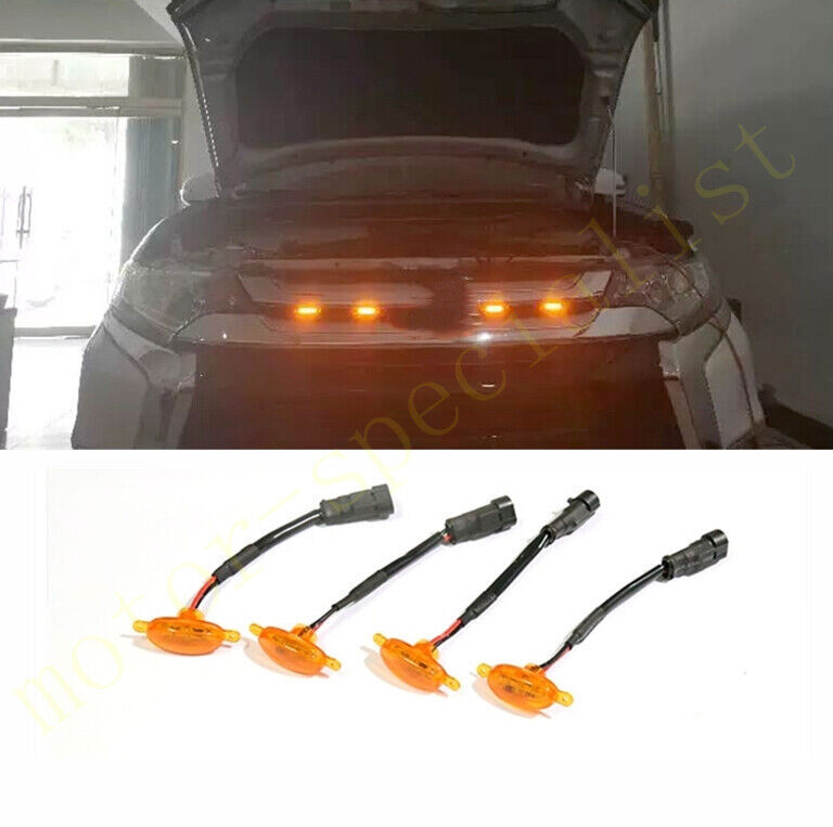 4Pcs For Titan 2017-2021 Grille LED Amber Light Style Grill Trim v