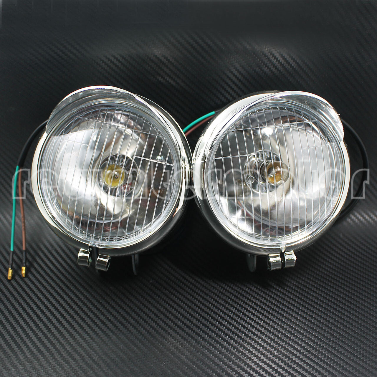 2x Fog Light Lamp Headlight Visor Motorcycle Universal Chrome ABS Plastic Q