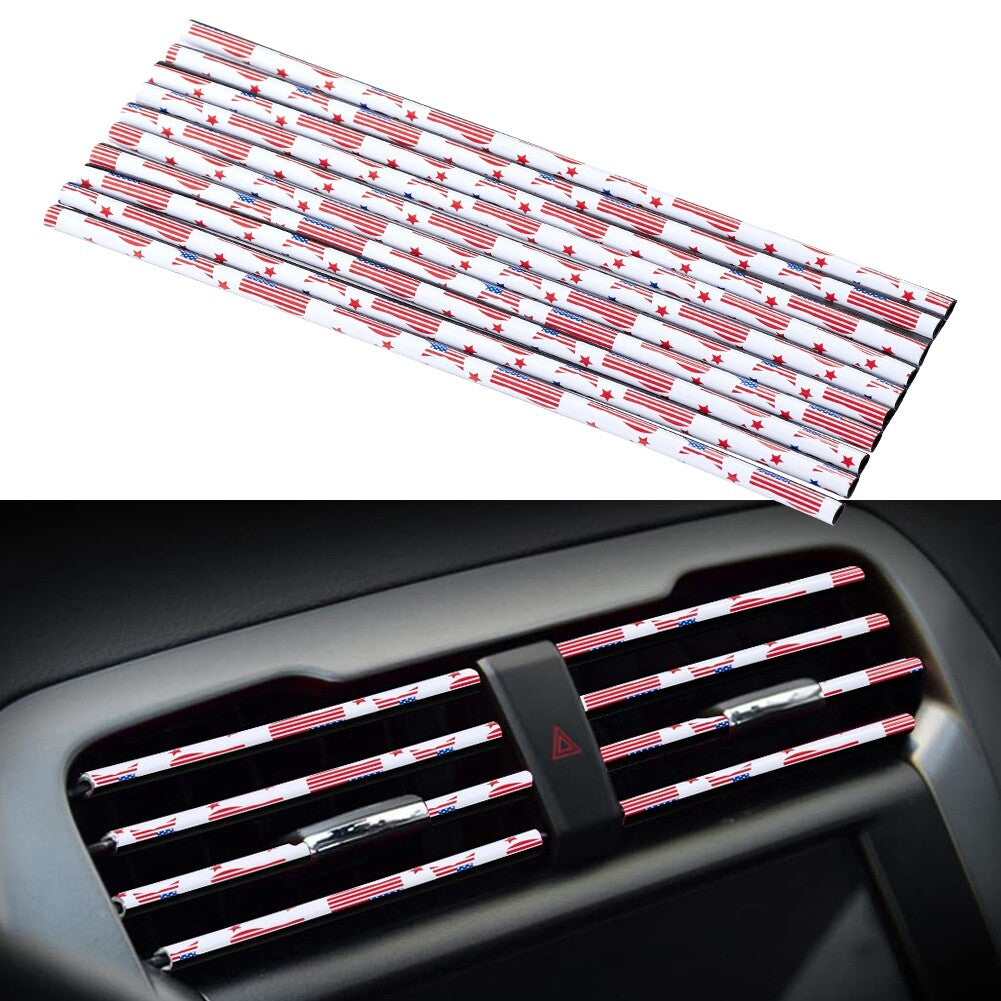 10pcs America Flag Shape Car Air Conditioner Deco Strip Air Vent Outlet Trim