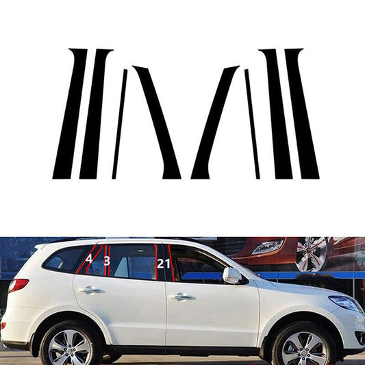 for Hyundai Santa FE 2007-12 Piano Black Pillar Posts Door Window Molding Strip