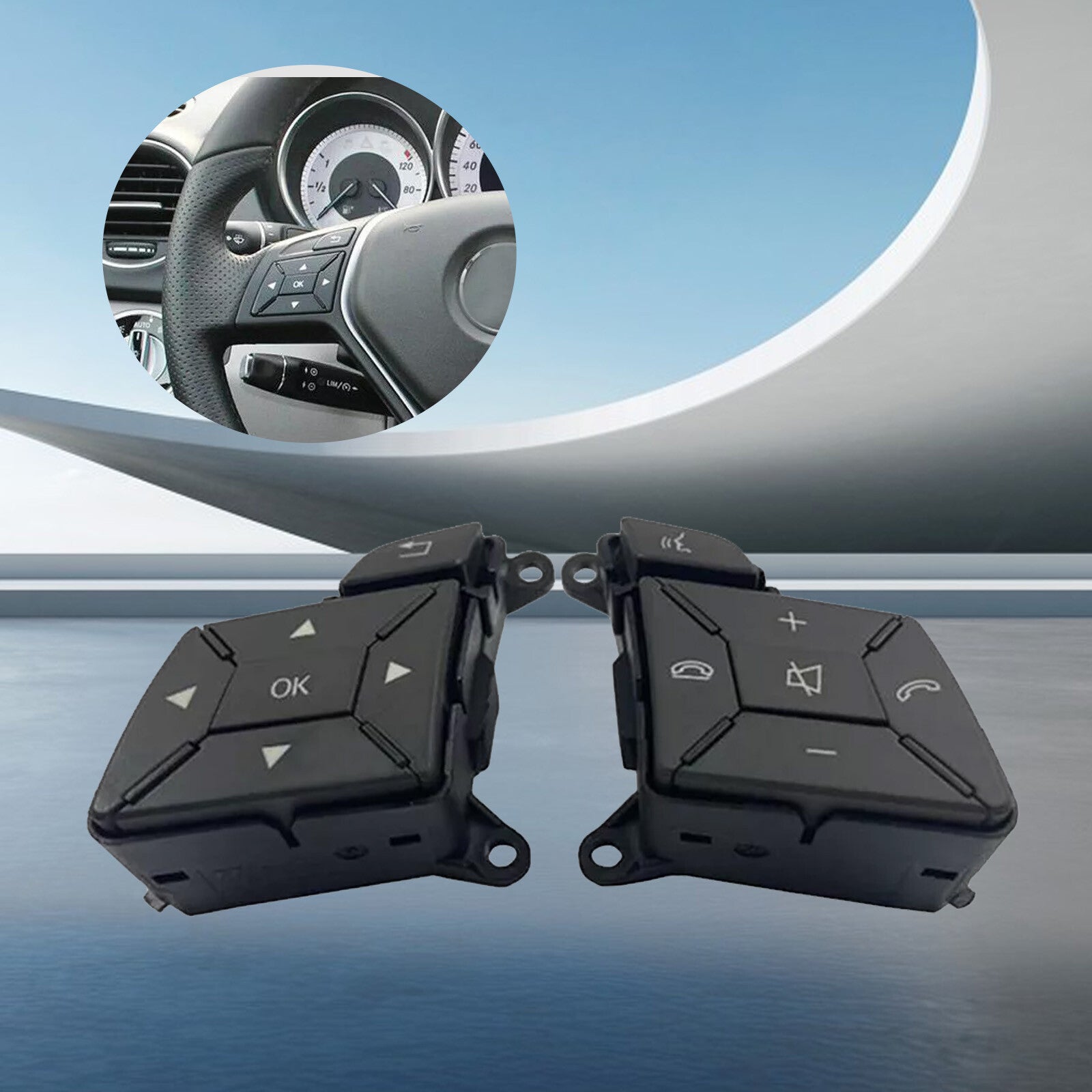 2Pcs Car Steering Wheel Control Switch Button for Benz W204 X204 W212 2185400162