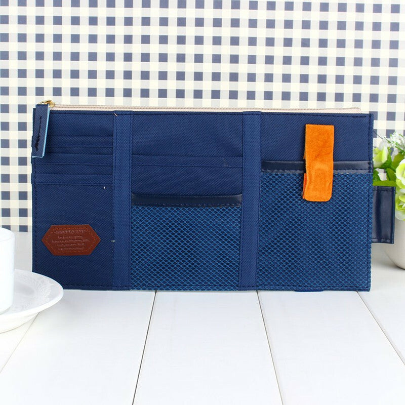 Car Blue Sun Shield Board Storage Bag Phone Card Pocket Organizer