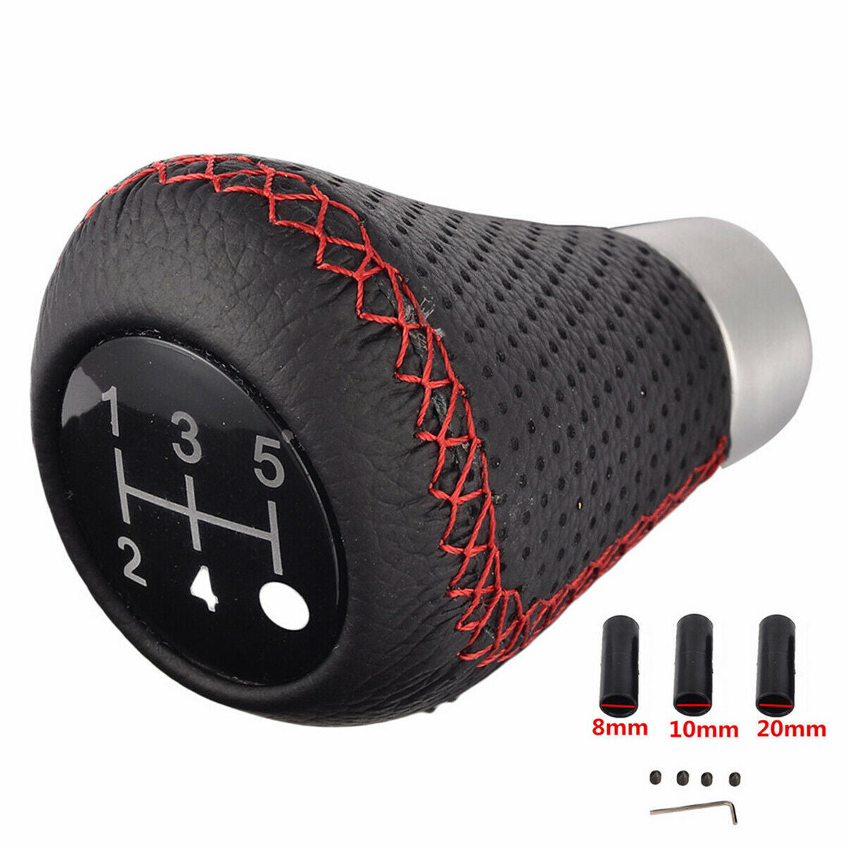 Black Leather Shift Knob 5-Speed for Car Manual Round Gear Stick Shifter Lever Q