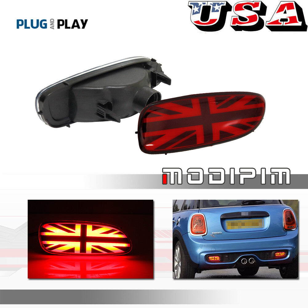 Red Lens Union Jack Style Full LED Rear Fog Running Light for Mini Cooper 06-15- v