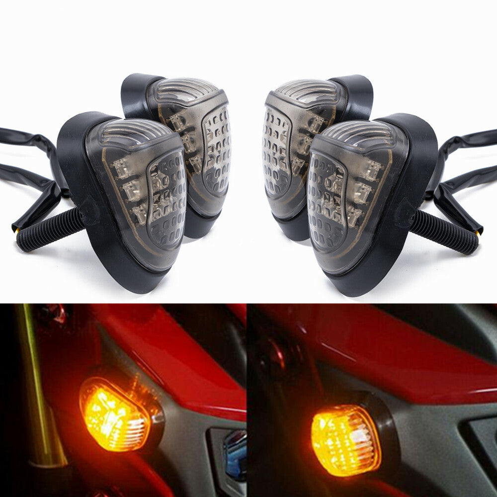 4x 12V Amber Motorcycle 9 LED Flush Mount Turn Signals Indicators Blinker Light Q