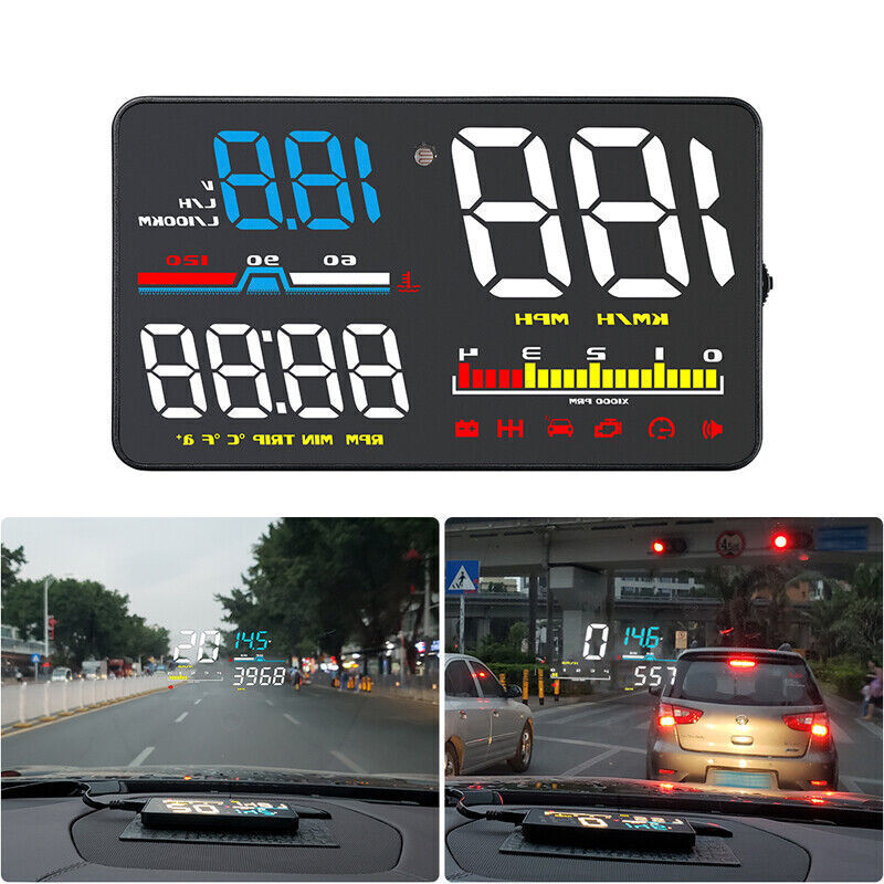Upgrade your head-up display with OBD and windshield projector, adding speed and overspeed warning features. n