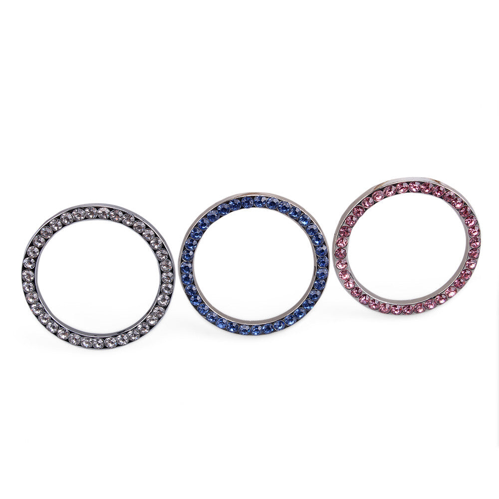 Car Engine Start Stop Decor Ring Push Button Knob Key Switch Bling Ring Diamond