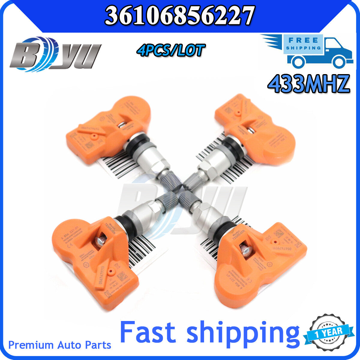 4x 433MHz TPMS New Tire Pressure Sensor 36106856227 for BMW X3, X5, Z4, for Mini Cooper