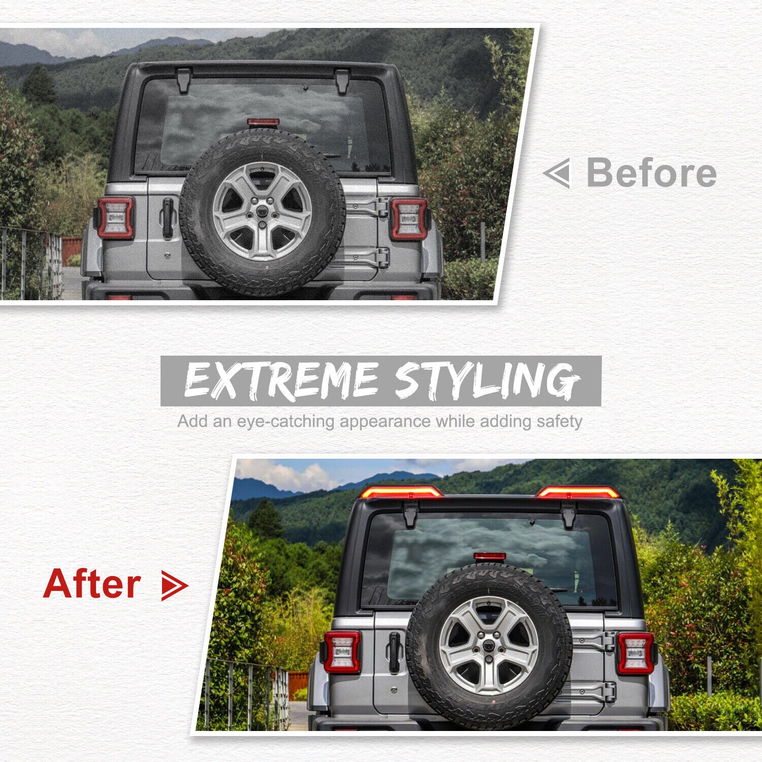 High-mounted roof LED brake and taillight reversing lights applicable to 07-18 for Jeep for Wrangler JK