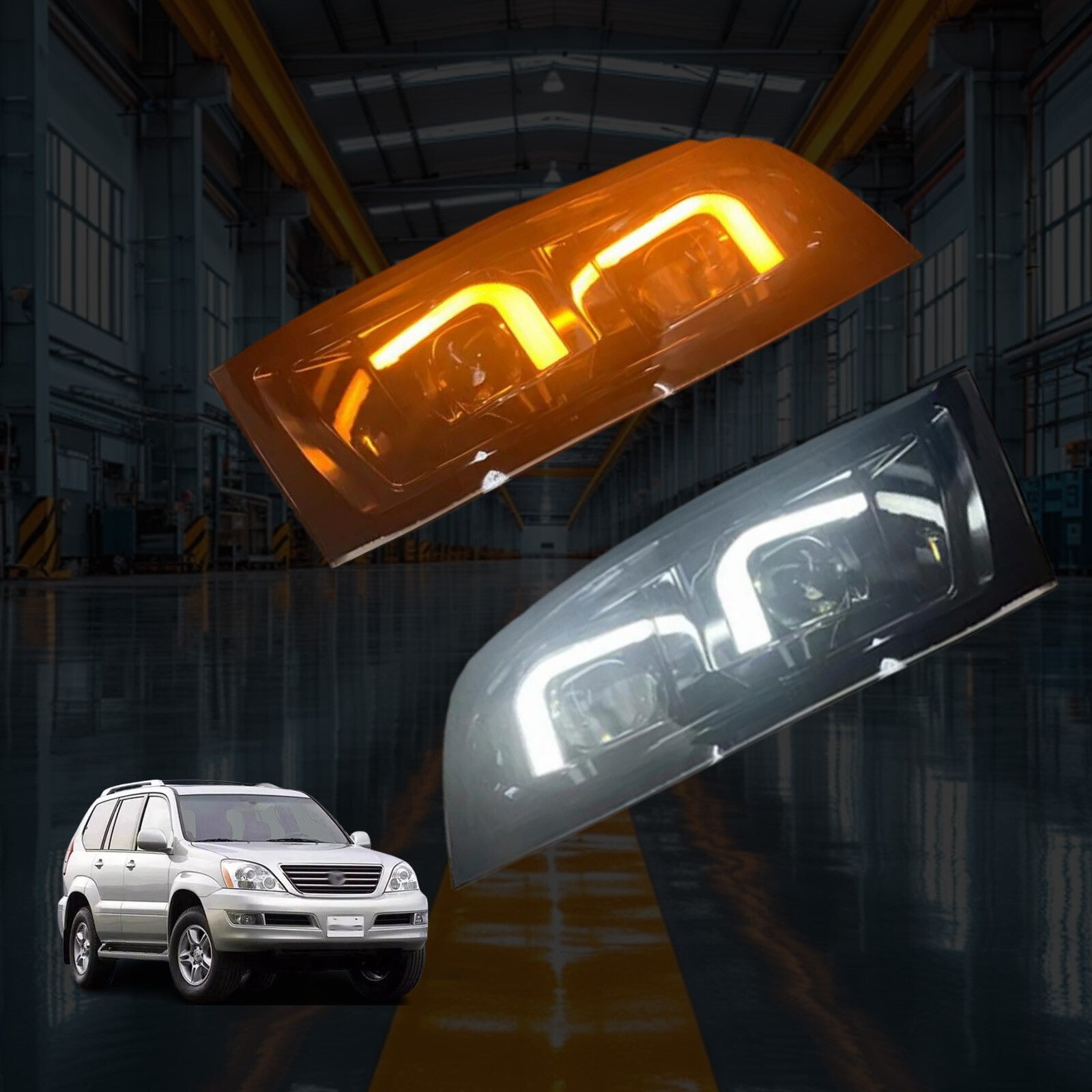 A Pair for Lexus GX470 2003-2009 LED Daytime Running Light Fog Light Assembly
