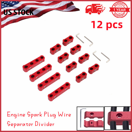 12-Piece Spark Plug Wire Separator Divider 8mm 9mm 10mm for Racing (Red)