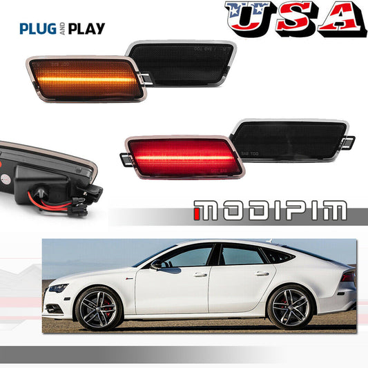 Suitable for 12-18 for Audi A7 S7 RS7 Quattro Smoke Bumper Side Marker Signal Light Set - v