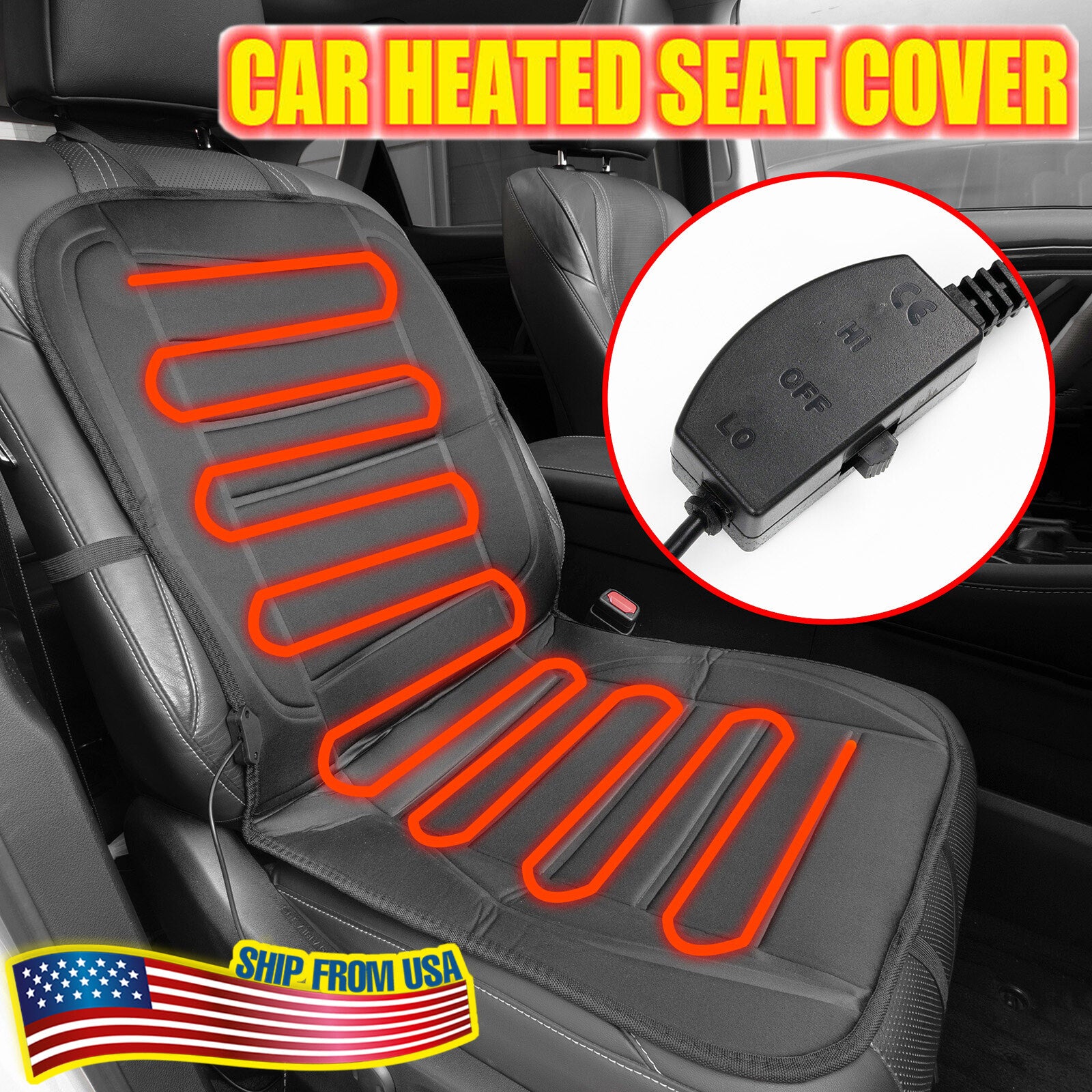 Car Heated for Seat Cover Cushion Warmer Pad 12V Heating winter warming - Universal Q