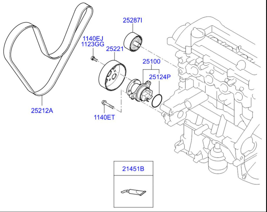 The water pump is suitable for Hyundai I10, I20, for Kia Rio, and Picanto Morning 1.2L (model 2510003010-).