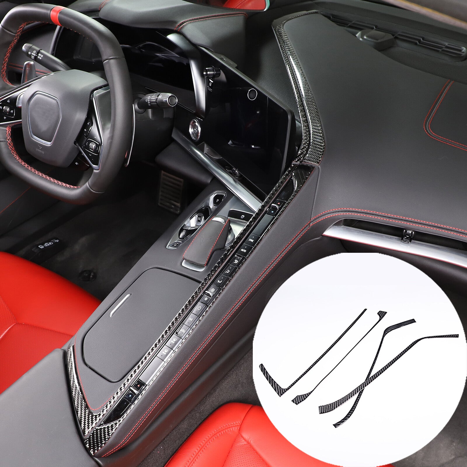 Carbon Fiber ABS Car Steering Wheel Frame Button Cover Trim for Kia K5 2021-2023- v