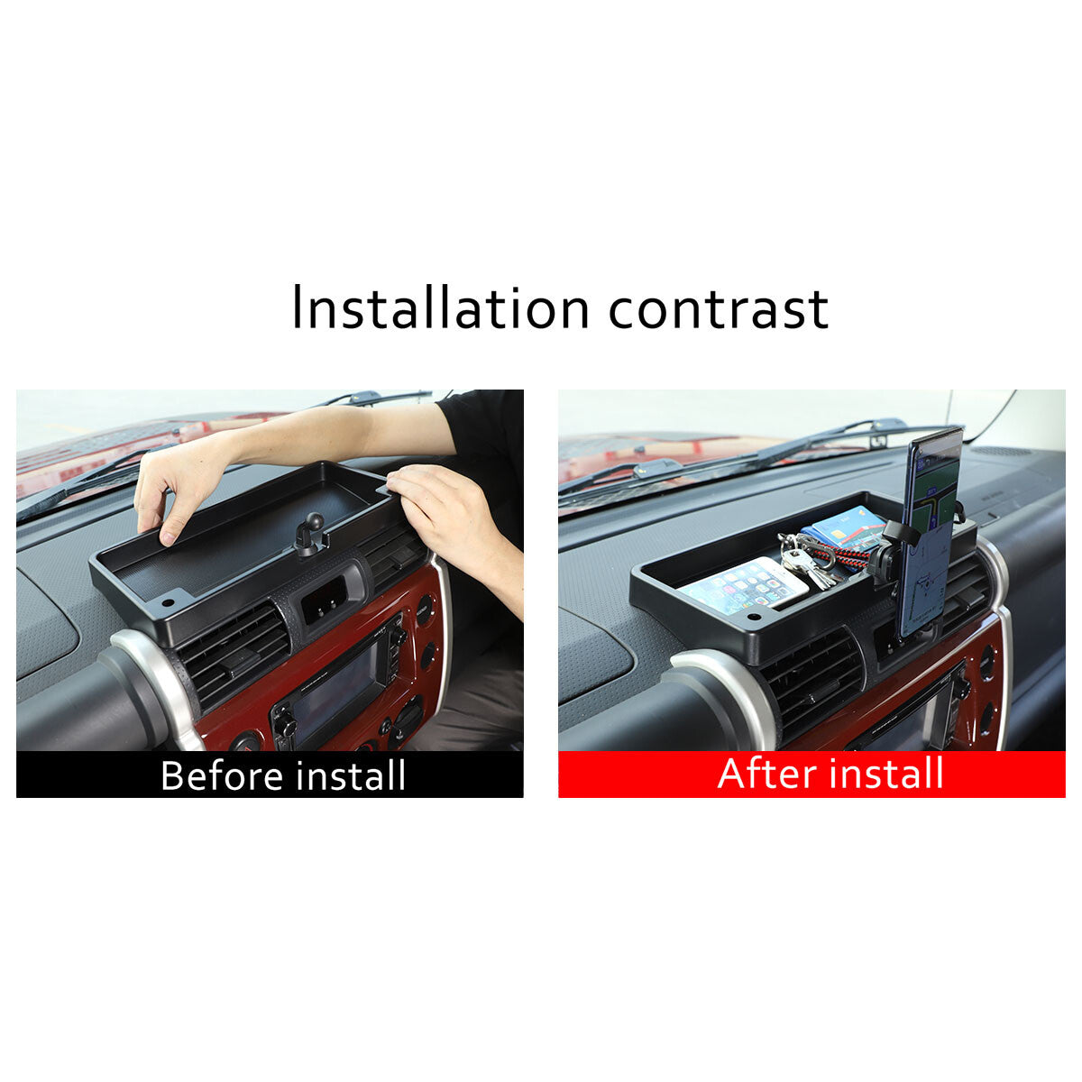 Car dashboard holder/phone holder with storage compartment suitable for FJ Cruiser 2007 - 2021 - n