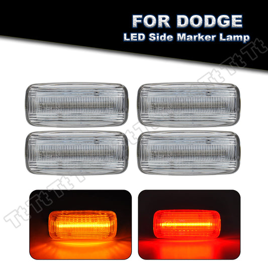 4 Pack Amber/Red LED Fender Side Marker Lights for 10-18 for Dodge for Ram 2500 3500 Dual- v