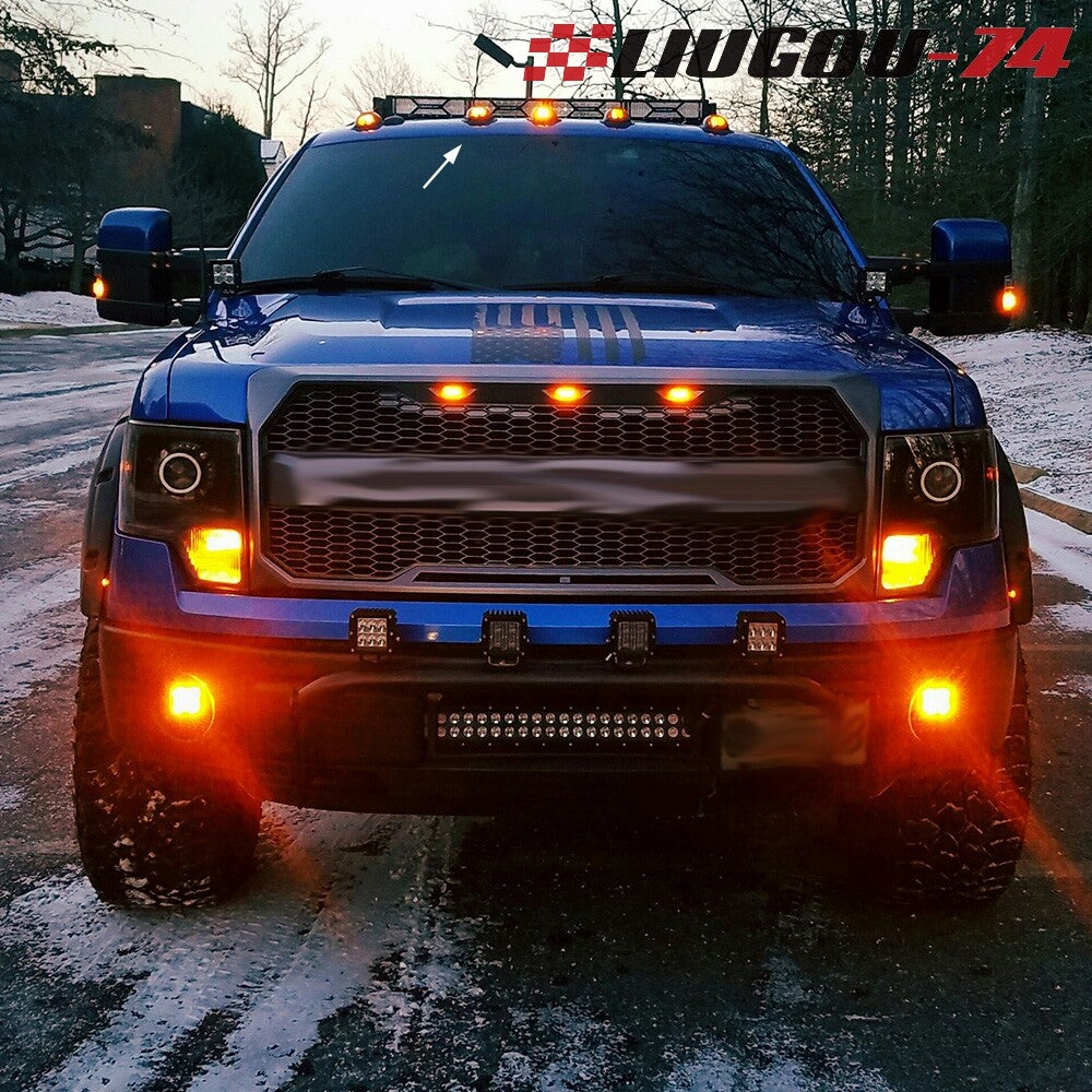5pcs Smoked Roof Cab Lights 9 Amber LED Marker Light Kit for Truck SUV Brand New - v