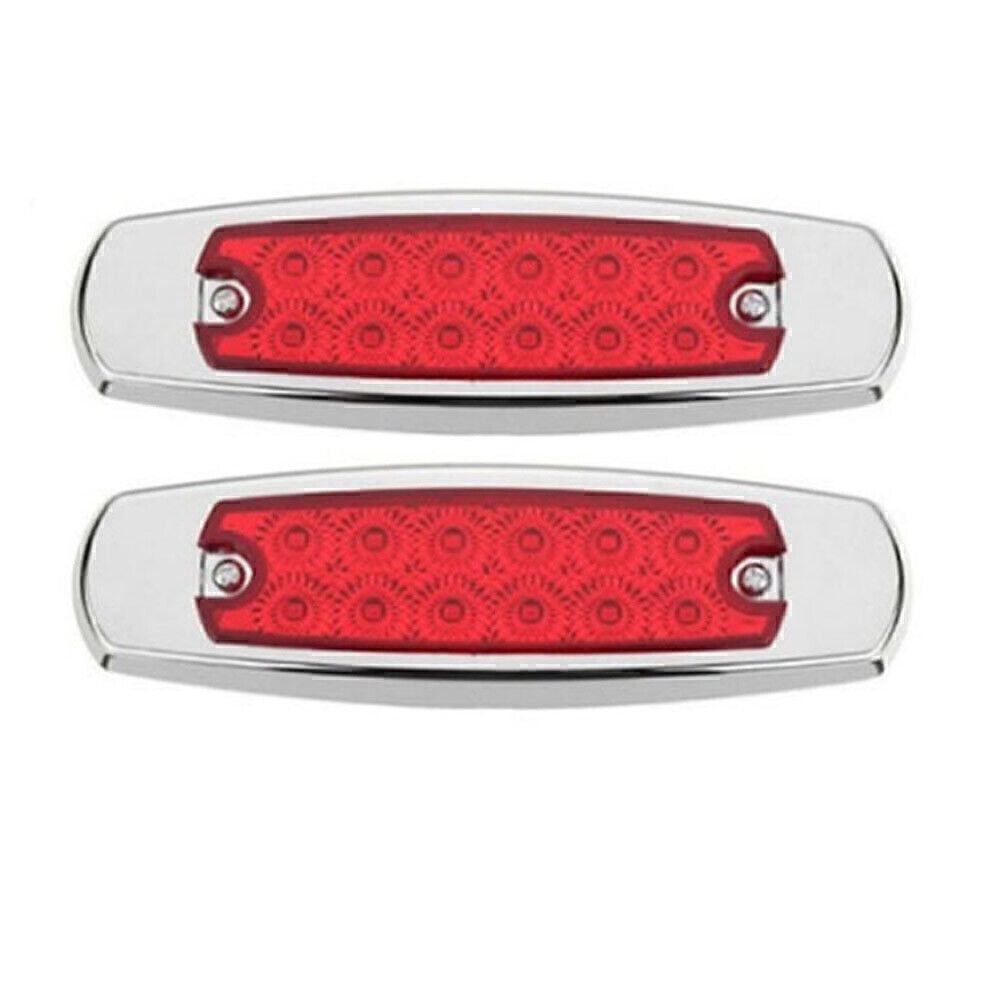 2x Red 12LED Sealed Side Marker Clearance Light Fish Shape Trailer Q