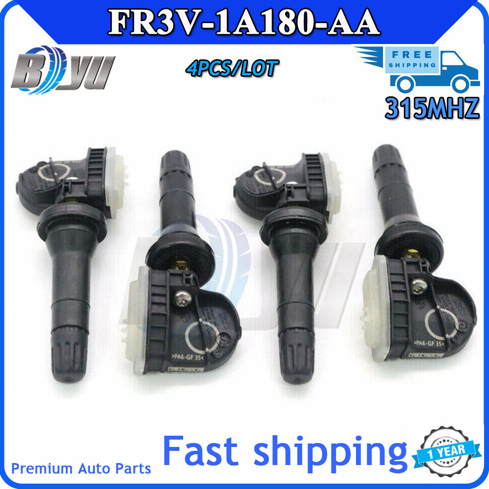 4-pack TPMS FR3V-1A180-AA tire pressure sensors for Ford F250, F350, F450, and Super Duty-Free.