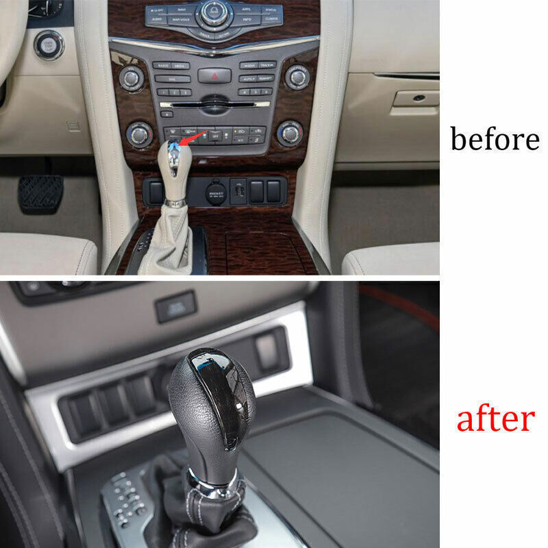 Gear Shift Knob Head Cover Trim for Nissan Armada Y62 2017-2020 Black Wood Grain