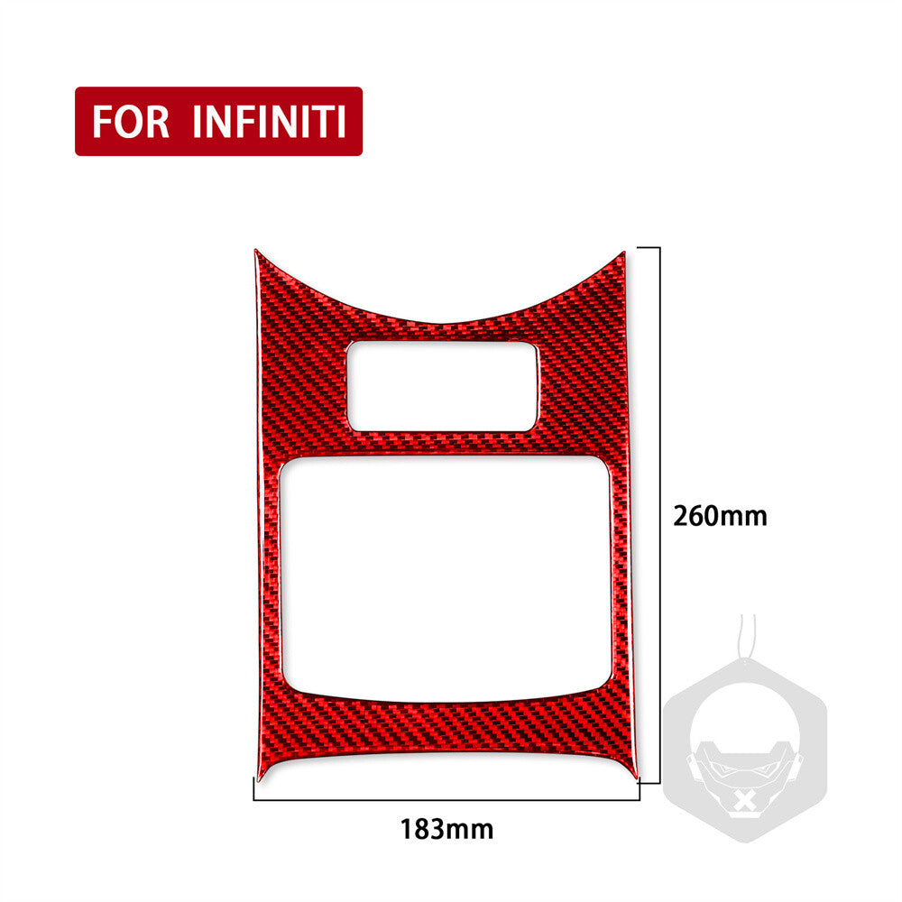 Red Carbon Fiber Gear Shift Storage Box Panel Cover Fit for Infiniti G37 2007-09
