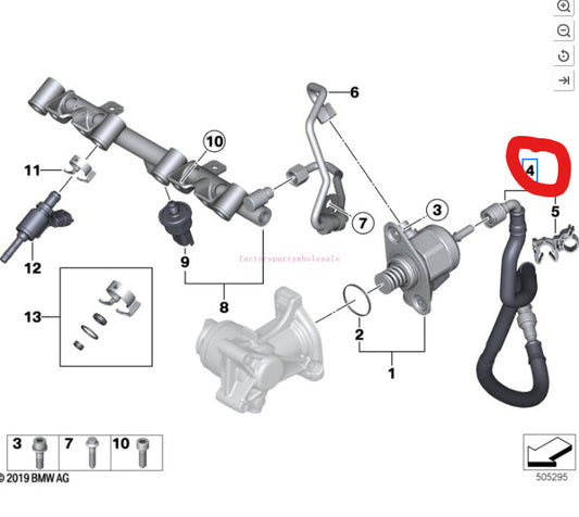 1 piece 13539810111 is suitable for mini high-pressure fuel pump intake pipe 13-53-9-810-111- n