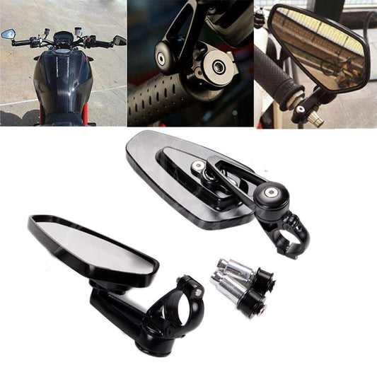 Universal Black Motorcycle Billet Aluminum 7/8 22 Bar End Rearview Side Mirrors Q