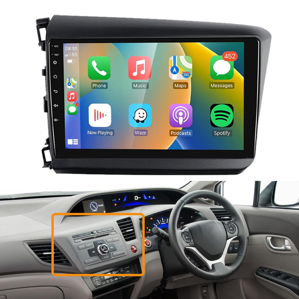 9-inch Fascia car radio panel for Honda for Civic 2012-2015 stereo dashboard frame left drive - n