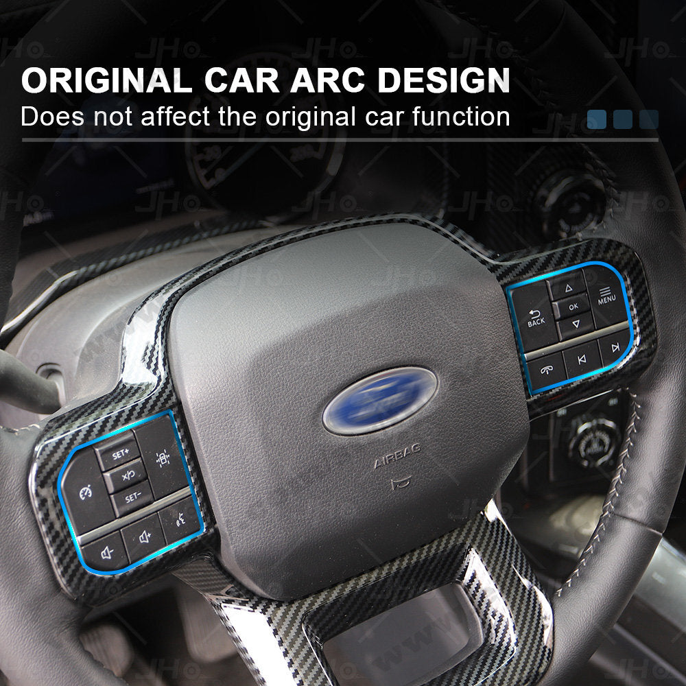 ABS Carbon Fiber Car Steering Wheel Cover Trim Decor Panle for Ford F150 2021