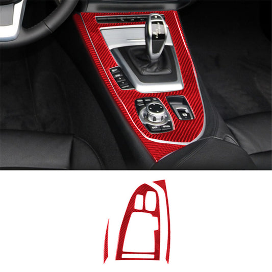 3-Piece Red Carbon Fiber Internal Gear Shift Frame Cover Trim for BMW Z4 E89