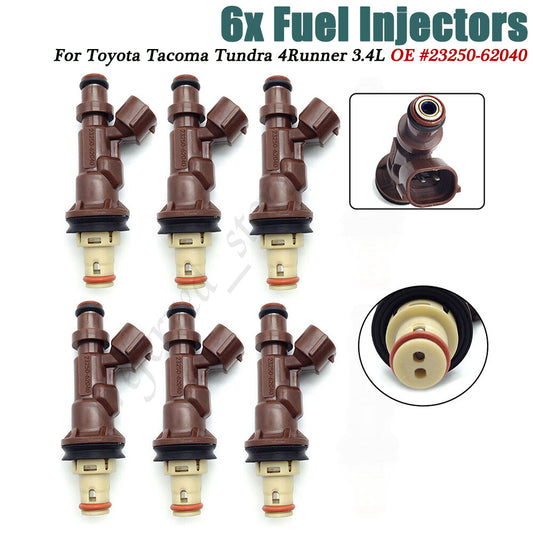 6-piece fuel injector pack for Tacoma Tsuchihara 4Runner 3.4L V6 1999-04 23250-62040- v