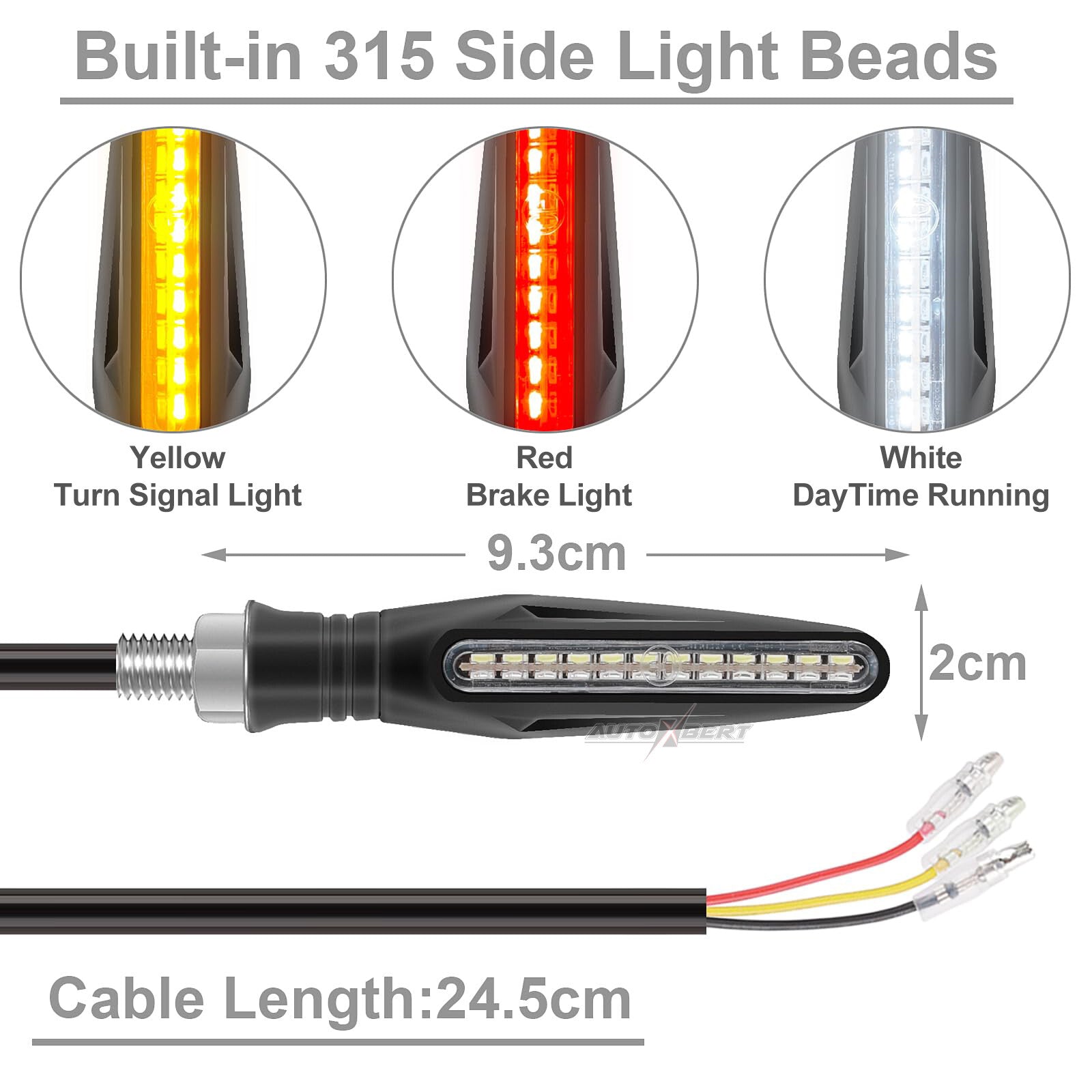 4x 24 LED 10MM motorcycle turn signal lights brake light running light indicator E11 Q