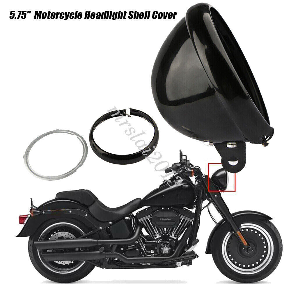 Motorcycle Headlight Headlamp Bucket Housing Bottom Mount 5-3/4 Inch Black Q