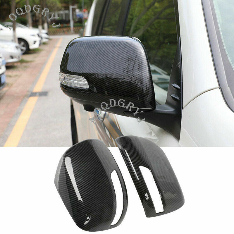 Carbon Fiber Rear View Side Mirror Cover Trim Caps for Toyota Prado 2010-2021