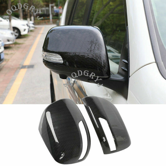 Carbon Fiber Rear View Side Mirror Cover Trim Caps for Toyota Prado 2010-2021