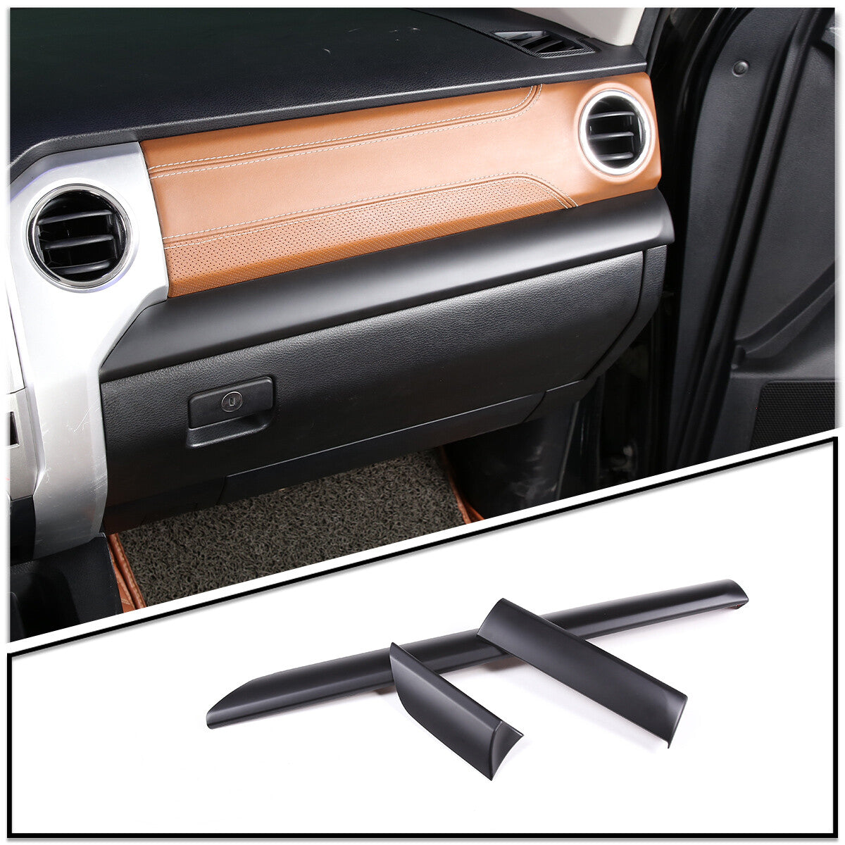ABS Matte Black Armrest Box Storage Tray Cover Trim for Tundra 2022 - 2024- v